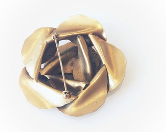 60s midcentury modern leaf brooch, mcm gold tone pin, vintage jewelry mothers day gift for her