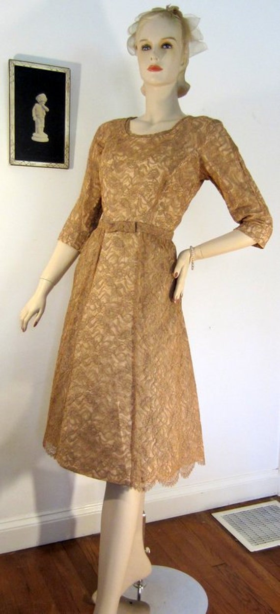 50s lace cocktail dress, audrey hepburn vintage b… - image 4