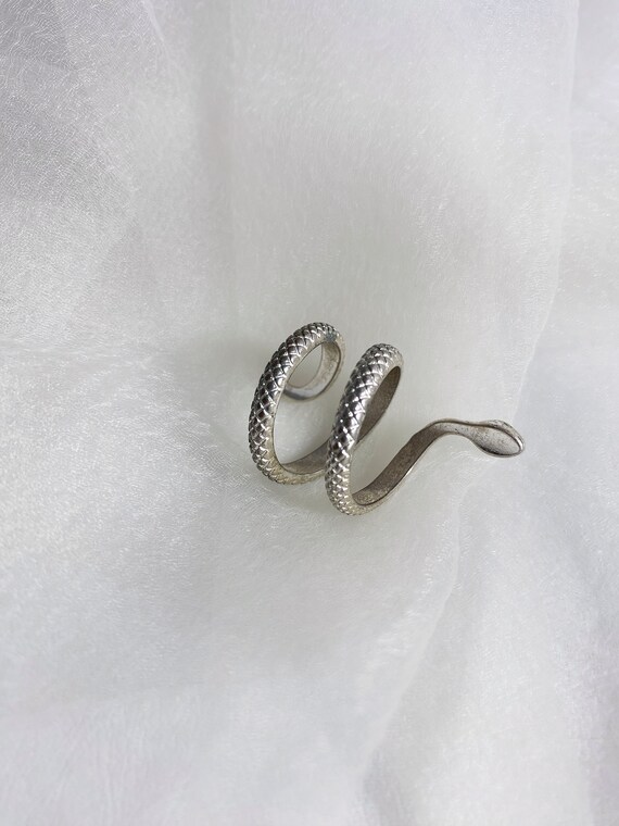 silver tone snake statement ring, vintage jewelry… - image 5