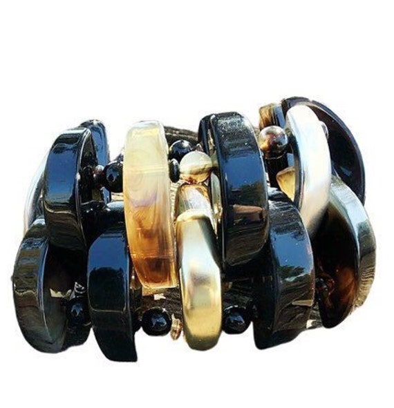 bold tribal bracelet, tortoise pattern resin stre… - image 4