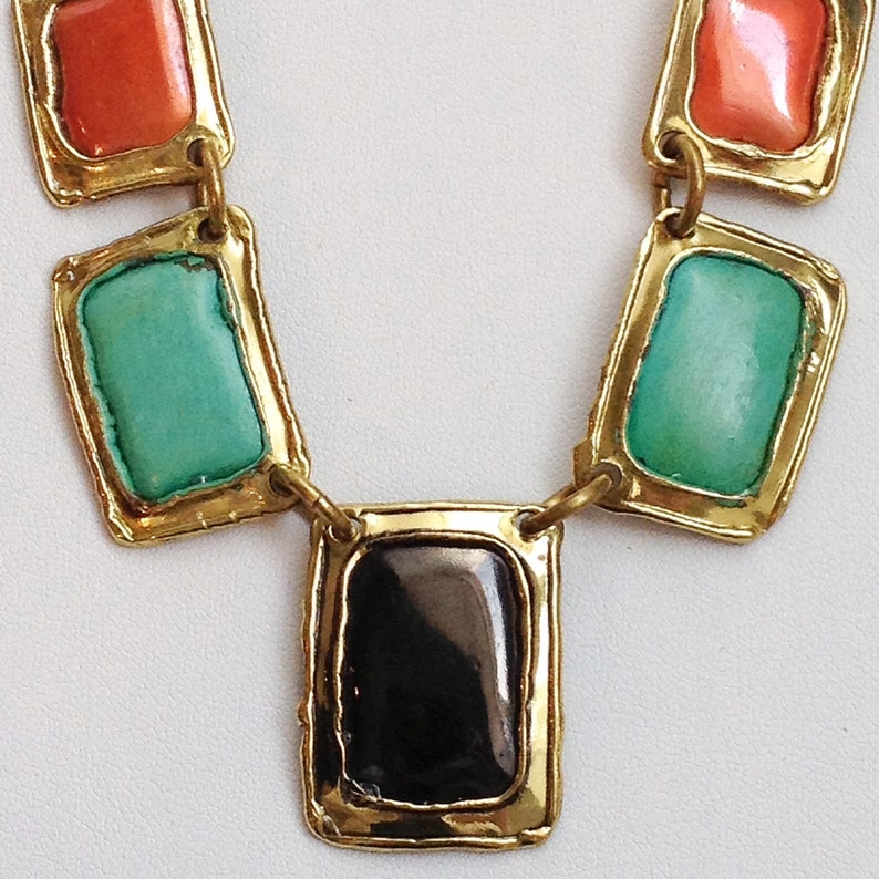 Hand Made Choker Necklace 80s Copper Turquoise Southwest Boho Etsy