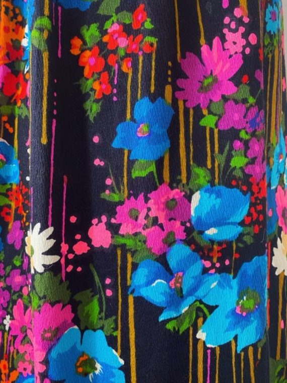 60s handmade floral maxi boho barkcloth, vintage … - image 10