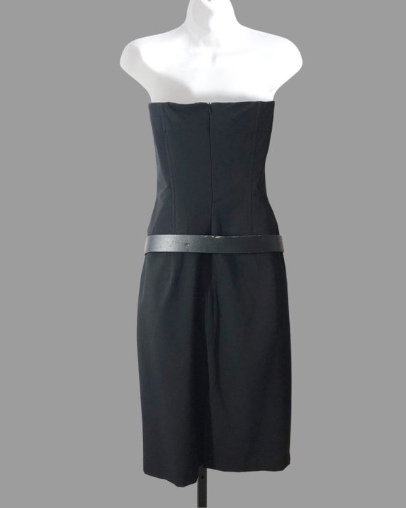black strapless dress, bustier lace up corset sty… - image 2