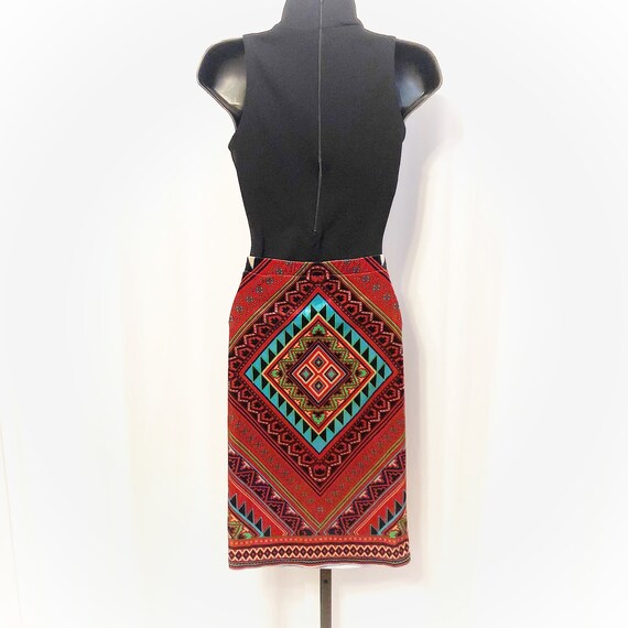 vintage velvet tribal print mini dress, skirt or … - image 4