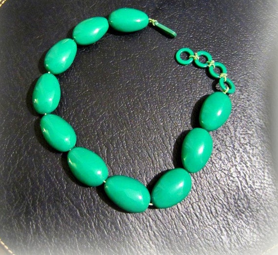 30s mcm jade green beaded choker, frida kahlo vin… - image 4