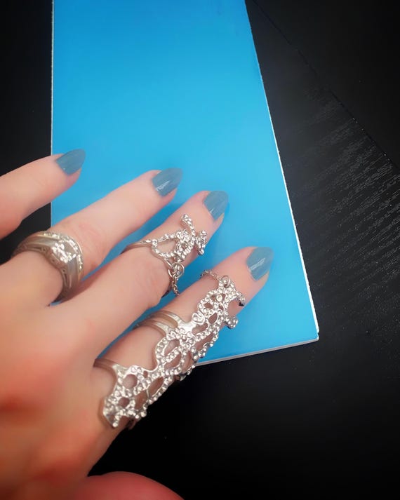 rhinestone rings with chains, statement jewelry s… - image 5