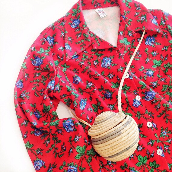 tattoo rose red / fall floral top / vintage folklo