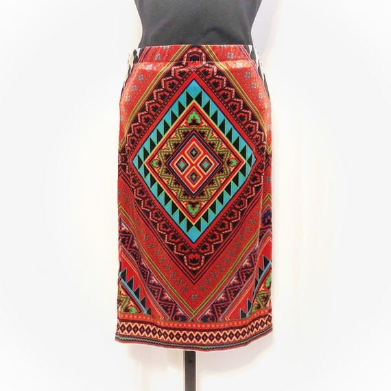 vintage velvet tribal print mini dress, skirt or … - image 3