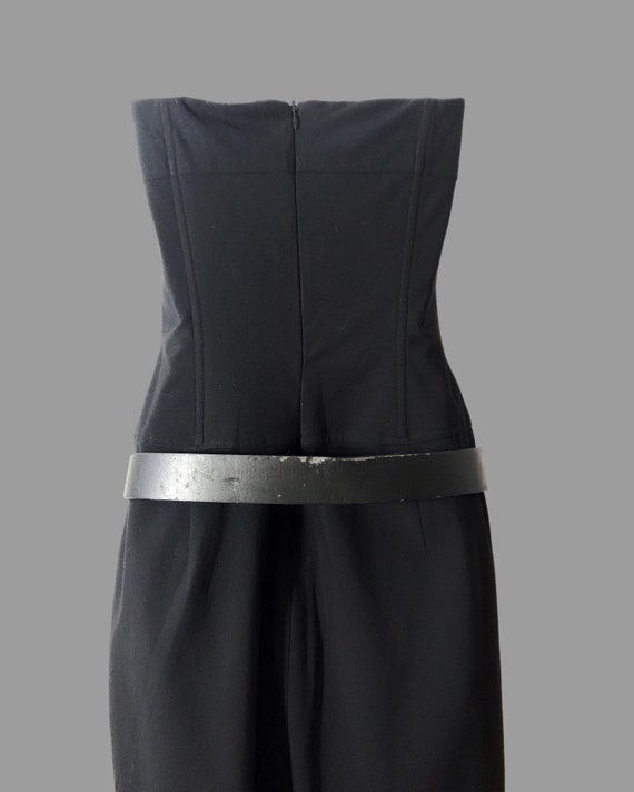 black strapless dress, bustier lace up corset sty… - image 4