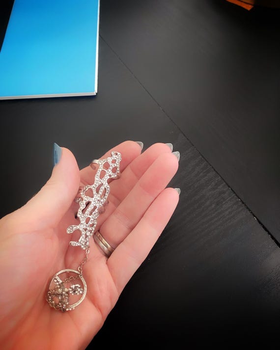 rhinestone rings with chains, statement jewelry s… - image 7