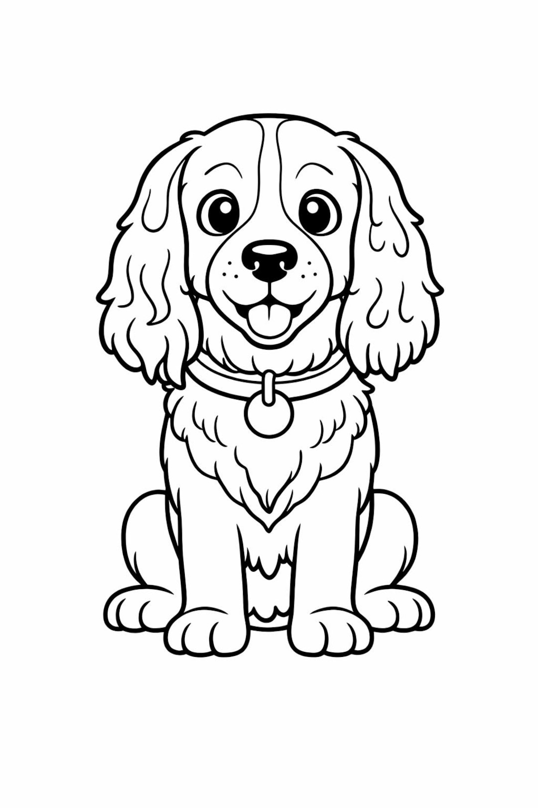 Cute English Springer Spaniel Coloring Page for Kids | Dog Coloring ...