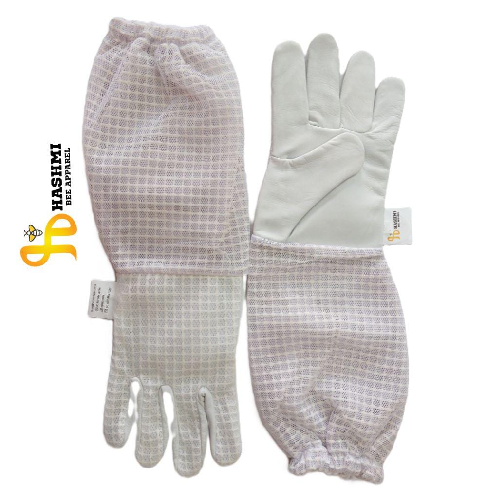 Goatskin Leather Beekeeping Gloves: Vented Long Sleeves, Bee Sting Proof