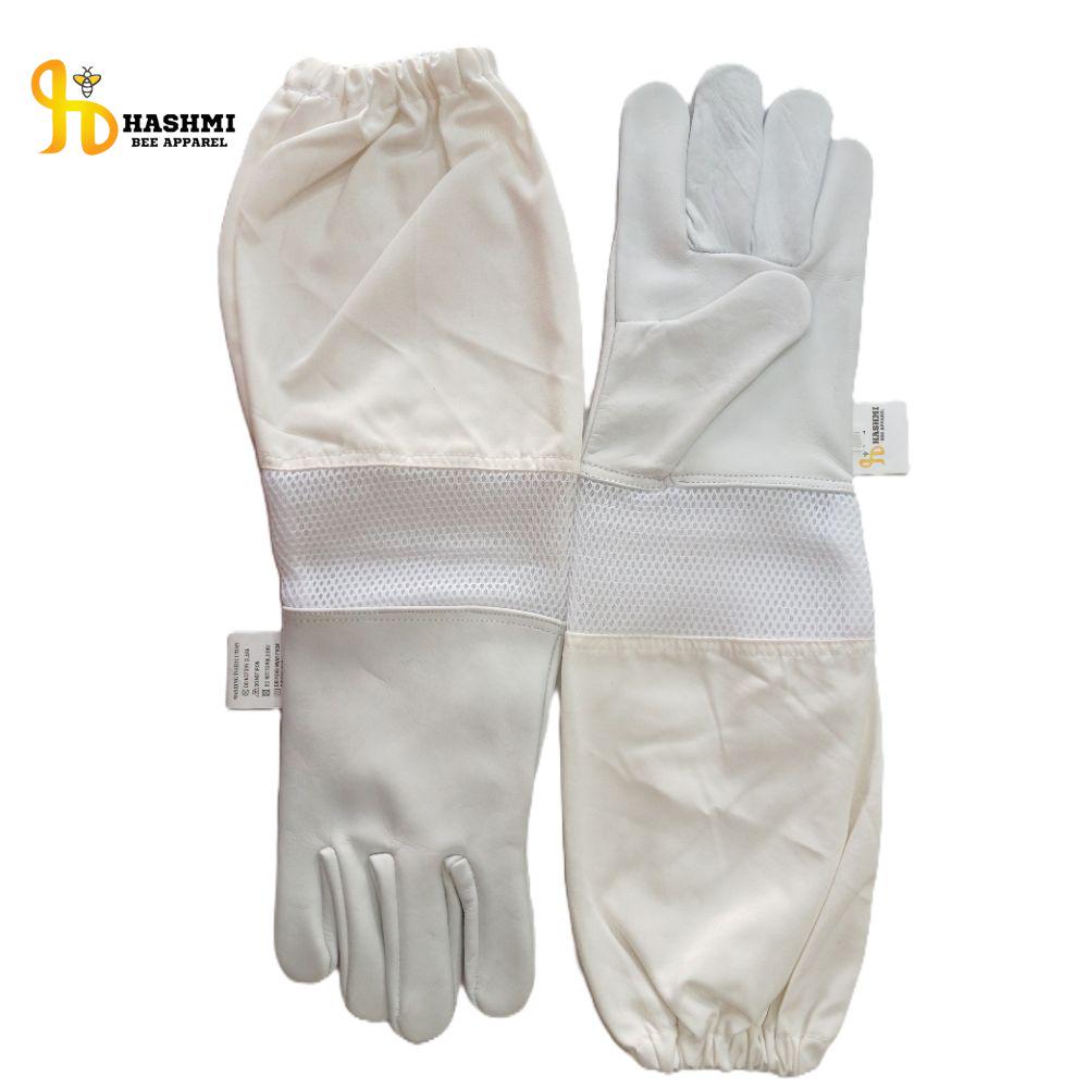 Goatskin Leather Beekeeping Gloves, Long Vented Sleeves, Sting Proof
