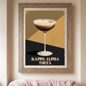 Kappa Alpha Theta Sorority Espresso Martini Wall Art – Retro Cocktail Print, Digital Download, Bid Day Gift, Big Little Reveal Decor