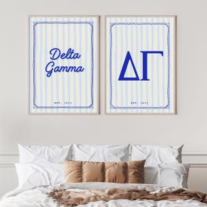 Delta Gamma Digital Wall Art | Sorority Printable Decor | ΔΓ Poster | Greek Life Gift | Established 1873 | Blue Aesthetic Sorority Print