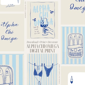 Alpha Chi Omega Digital Print Set – 5 Printable Sorority Wall Art Designs – Big Little Gift, Sorority House Decor, Alpha Chi Omega Download