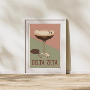 Delta Zeta Sorority Wall Art | Espresso Martini Print | Sorority Digital Download | Delta Zeta Gift | Greek Life Decor