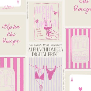 Alpha Chi Omega Digital Print Set – 5 Printable Sorority Wall Art Designs – Big Little Gift, Sorority House Decor, Alpha Chi Omega Download
