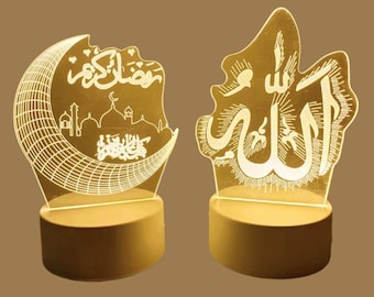 Lámpara de noche LED islámica 3D – Lámpara de mesa USB para Ramadán