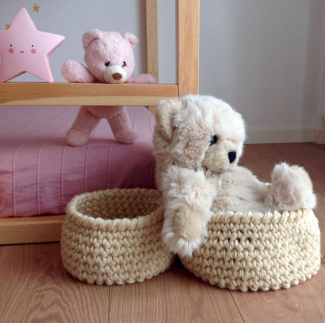 Wool Baby Basket Crochet Baby Shower Gift Baby Room Basket Etsy