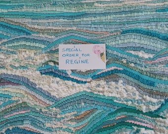 Tapestry handmade embroidery, Special Order for Regine, Ocean. MADE TO ORDER. Only on order. .