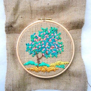 Hoop Art summer, Tapestry embroidery Hoop art, Wall decor Four seasons hoop art, Miniature fiber art handmade embroidery Gift for new home image 4