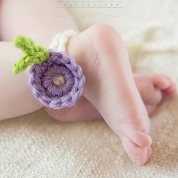 Crochet baby barefoot sandals, Baby anklets, Hospital id bracelet, newborn anklets, Baptism, Mommy and me, Barefoot sandal, Girl shoes