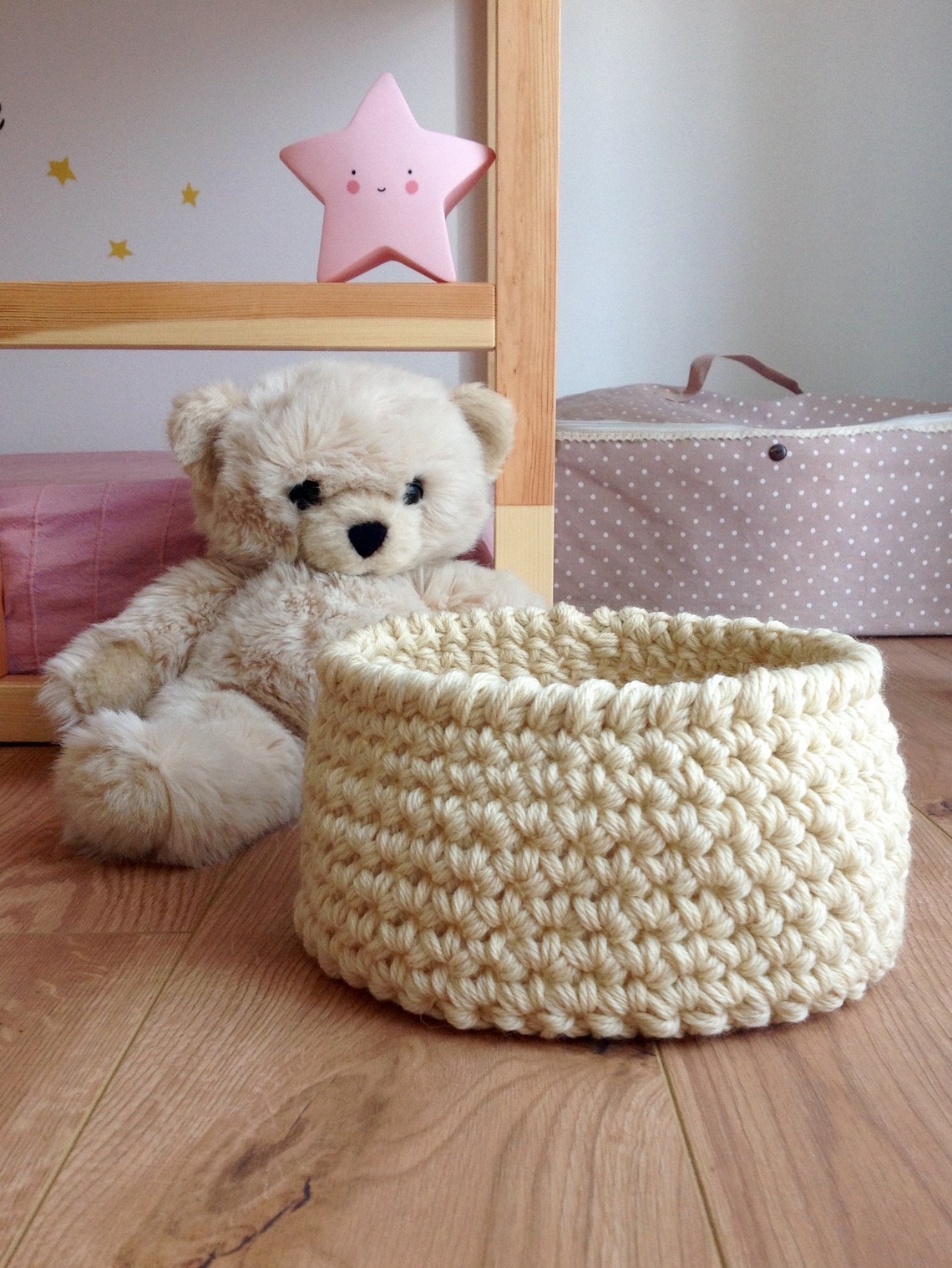 Wool Baby Basket Crochet Baby Shower Gift Baby Room Basket Etsy