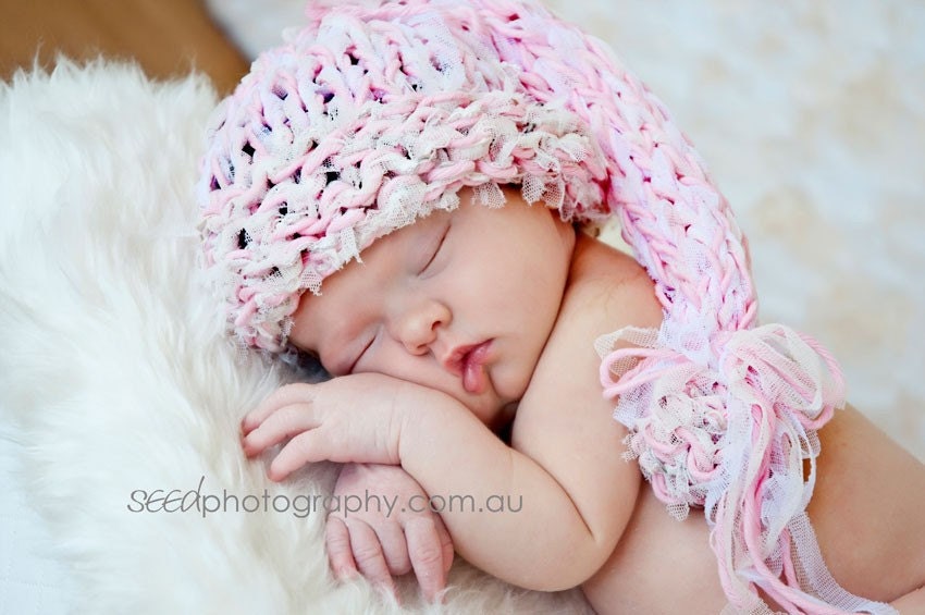 Newborn Baby hat Pink Baby girl hat Photo prop Baptism Knit Etsy