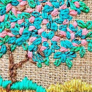 Hoop Art summer, Tapestry embroidery Hoop art, Wall decor Four seasons hoop art, Miniature fiber art handmade embroidery Gift for new home image 2