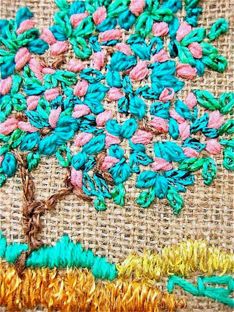 Hoop Art summer, Tapestry embroidery Hoop art, Wall decor Four seasons hoop art, Miniature fiber art handmade embroidery Gift for new home image 2