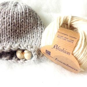 Gorro de bebé ecológico, gorro de punto para recién nacido en cachemira con certificado Ecolabel UE, gorro para recién nacido, accesorio fotográfico, gorros de cachemira ecológicos para bebés, regalo para bebé