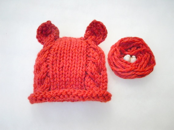 Rosso cappellino per neonato fatto a mano in lana biologica | Etsy Italia