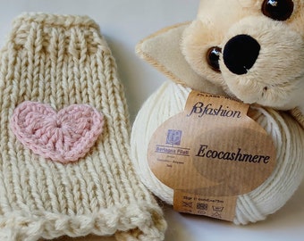 WELCOME sweater, the FIRST puppy sweater, knit small dog sweater with heart in Eco cashmere, warm puppy sweater coat, precious dog jumper