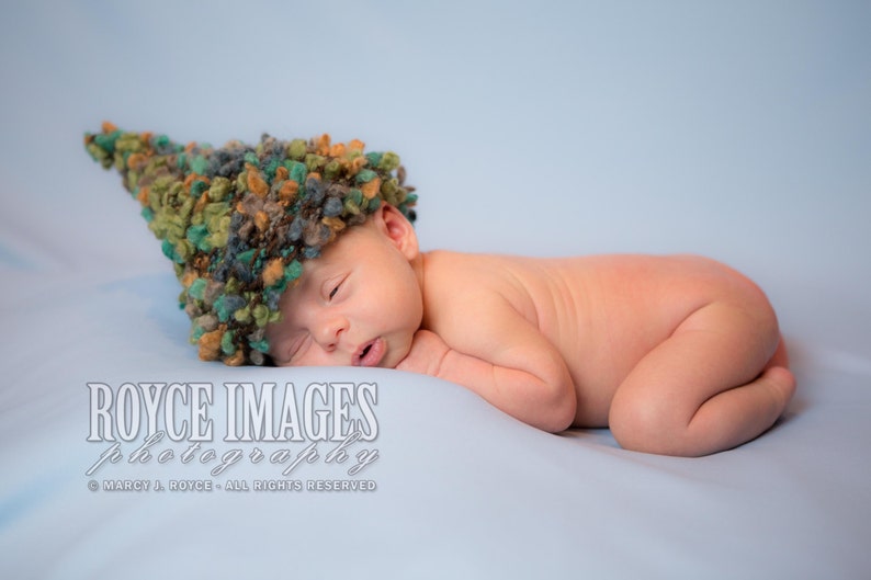 Elf newborn hat Photography props, Handmade newborn baby hat, Knitting crochet kids hat, elegant baby elf hat Photo prop, gift for new baby image 2