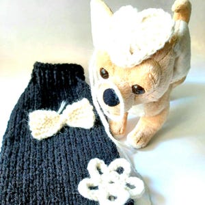 Knit small dog sweater in alpaca with flower heart or papillon, Chihuahua sweater, Teacup dog coat, Handmade jumper yorkshire or small dogs