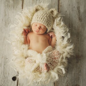 Brown baby cocoon perfect for Photography prop, Crochet newborn basket with feathers photo props, Newborn nest Photography props by nerina52 white milk