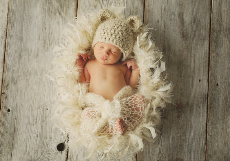 Brown baby cocoon perfect for Photography prop, Crochet newborn basket with feathers photo props, Newborn nest Photography props by nerina52 white milk
