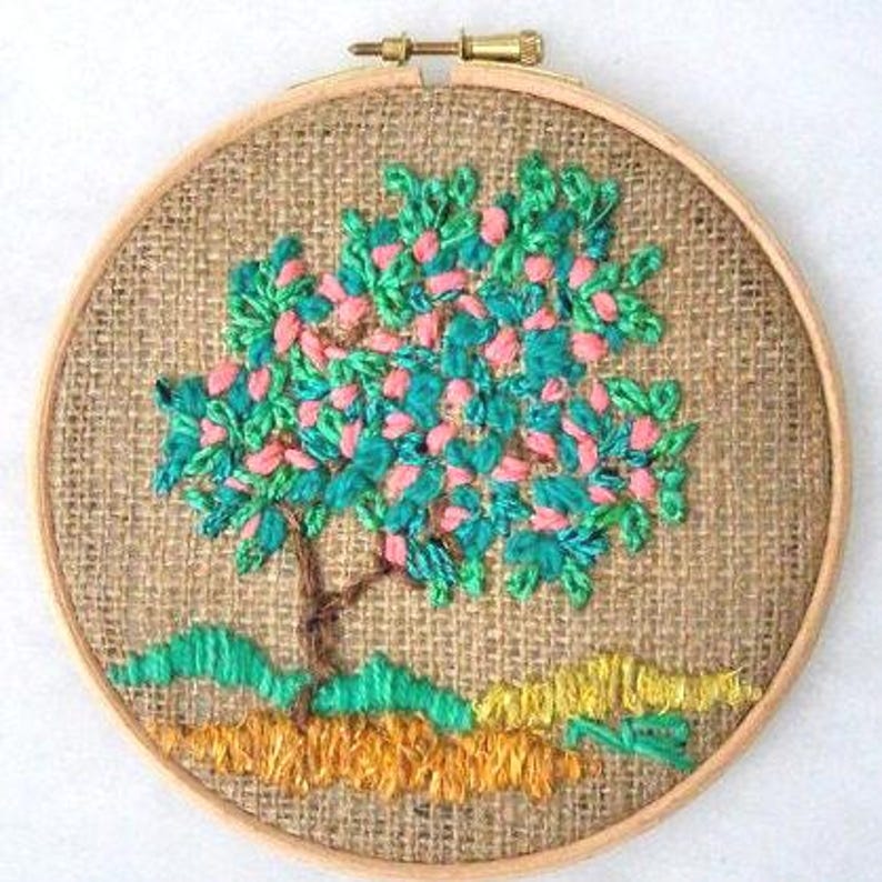 Hoop Art summer, Tapestry embroidery Hoop art, Wall decor Four seasons hoop art, Miniature fiber art handmade embroidery Gift for new home image 7