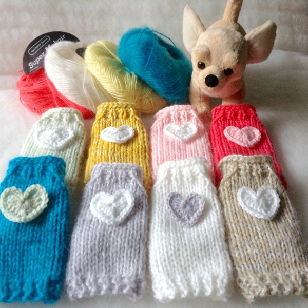 Dog sweater with heart in mohair wool Knit Chihuahua sweater Sweater for small dogs Teacup dog coat Yorkie jumper Gift for pets lover