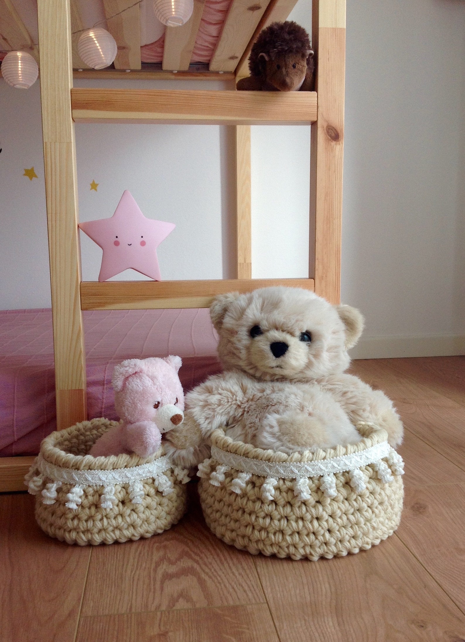Two Baby Baskets Crochet Baby Baskets for Baby Room Etsy