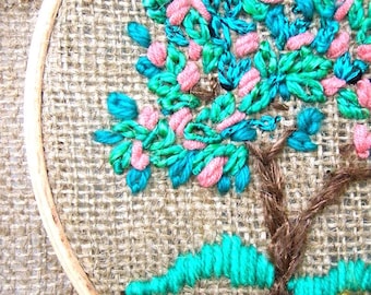 Hoop Art summer, Tapestry embroidery Hoop art, Wall decor Four seasons hoop art, Miniature fiber art handmade embroidery Gift for new home