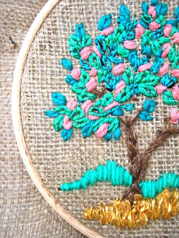 Hoop Art summer, Tapestry embroidery Hoop art, Wall decor Four seasons hoop art, Miniature fiber art handmade embroidery Gift for new home