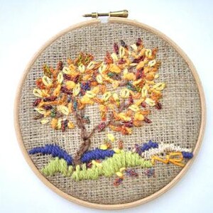 Hoop Art summer, Tapestry embroidery Hoop art, Wall decor Four seasons hoop art, Miniature fiber art handmade embroidery Gift for new home image 8