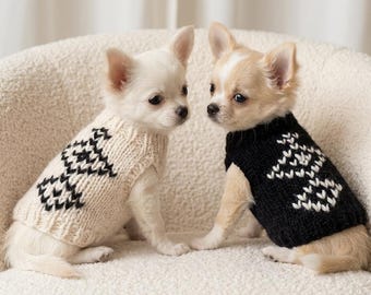 Bestickter Alpaka-Hundepullover, handgefertigte Chihuahua-Kleidung, gestrickter Welpenpullover für kleine Hunde, modischer Wintermantel für Haustiere, hergestellt in Italien von Nerina52