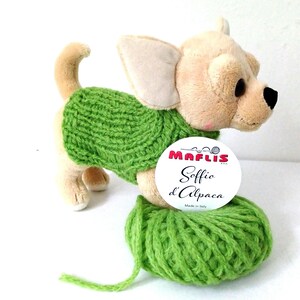 NEW Precious sweater for small dogs in alpaca, knit green jumper for puppy or chihuahua, Winter high fashion dog coat, Luxury dog sweater