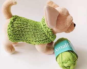 Green spring sweater for small dogs in cotton, Turquoise jumper for chihuahua, teacup dog or yorkie, summer fashion for dog, Gift pet lovers