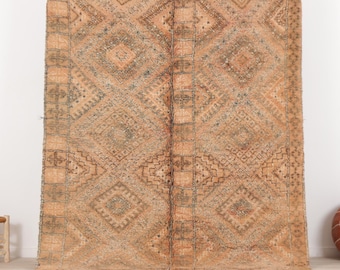Alfombra Boujaad vintage color melocotón, 1,8 x 3,3 m, marroquí, tejida a mano