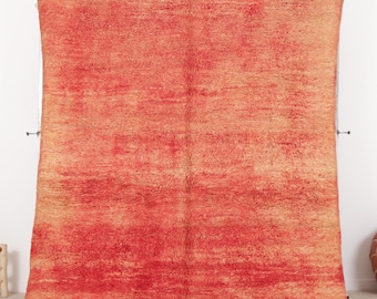 Vintage Red Boujaad Rug, 6x9 ft, Handwoven Moroccan Wool Carpet