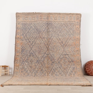 Vintage Boujaad Rug, Pink Moroccan Rug, 7.1x11.5 FT Bohemian Carpet, Vintage Wool Rug